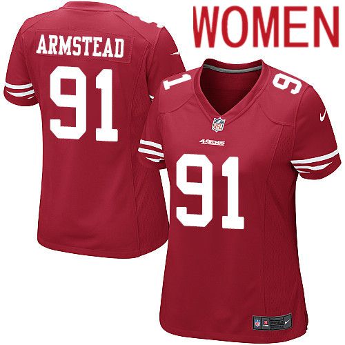 Cheap Women San Francisco 49ers 91 Arik Armstead Nike Scarlet Game Player NFL Jersey